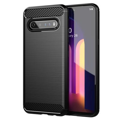 China Shockproof Slim Shockproof TPU Bumper Cover For LG V60 ThinQ Phone Case Flexible Protective Carbon Fiber Texture for sale