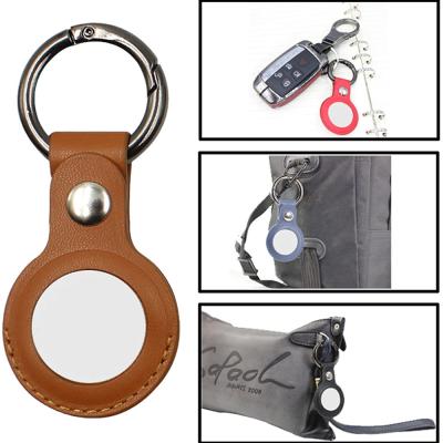 China Customized Soft Logo Key Chain PU Airtag Protective Air Tag Anti-lost Leather Case for sale