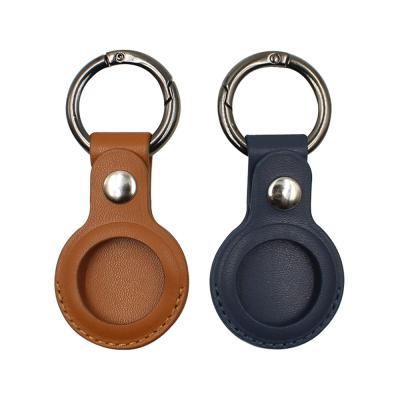 China Soft Convenient Anti-stain Key Chain Cover Device Luxury Leather Sleeve Case For Airtag for sale