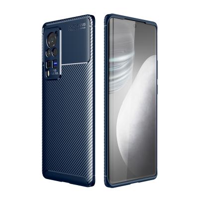 China Carbon Fiber Effect Shockproof Phone Case For VIVO X60 Pro TPU Cover Slim Shockproof Protective Case Anti-scratch Rubber Cover for sale