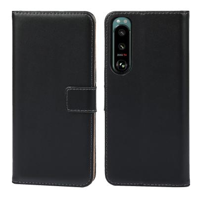 China Slim Wallet Shockproof Case For SONY Xperia 5 Multifunctional Genuine Leather Case III With Magnetic Flip 2 Card Slots And Bill Pocket for sale