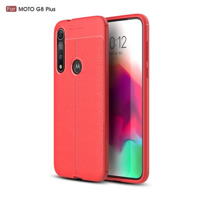 China Shockproof Anti-fingerprint Phone Case For Moto G8 Plus Lychee Grain Soft Slim Flexible Silicon Soft TPU Leather Back Cover for sale