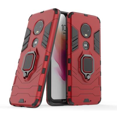 China Double Layer Shockproof Armor Cases For Moto G7 Military Grade With 360 Degree Rotation Metal Finger Ring Grip Kickstand for sale