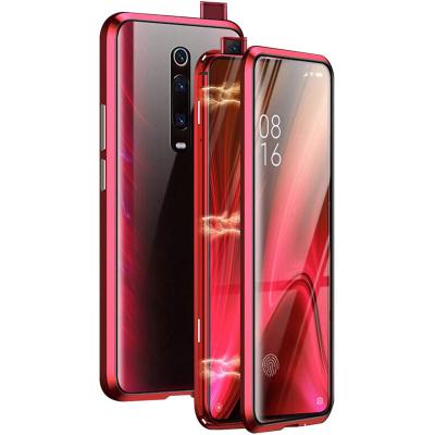 China Shockproof Magnetic Adsorption Case Metal Frame Front and Tempered Glass Flip Cover Full Body Protective Back Case For Xiaomi MI 9T for sale