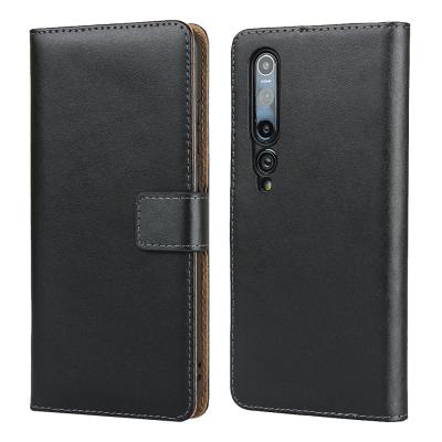 China Genuine Leather Shockproof Wallet Case For Xiaomi 10 Credit Card Holder Stand Cover Wallet Flip Phone Cover for sale