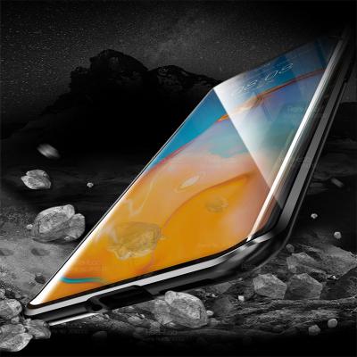 China Shockproof 360 Double Sided Tempered Glass Case For Huawei P40 Magnetic Metal Shell Glass Cover for sale