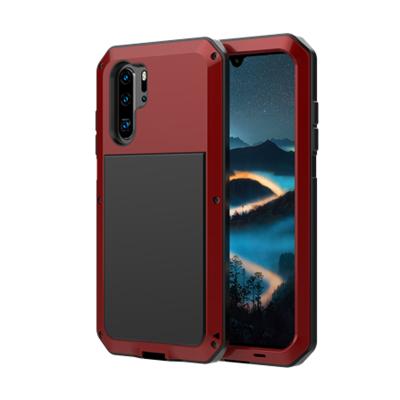 China Shockproof Rugged Military Armor Aluminum Metal Case For Huawei P30 Pro Case Tempered Glass Shockproof Cover for sale