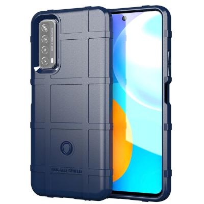 China Anti-skid Shockproof Grid Armor Rugged Shield Phone Case For Huawei P Smart 2021 Soft Silicone Shockproof Cover for sale