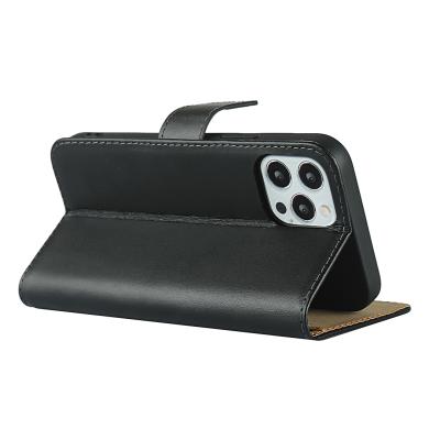 China Genuine Genuine Leather Shockproof Wallet Case For iPhone 12 Pro Max Cover Flip Mobile Phone Bag With Kickstand And Card Holder for sale