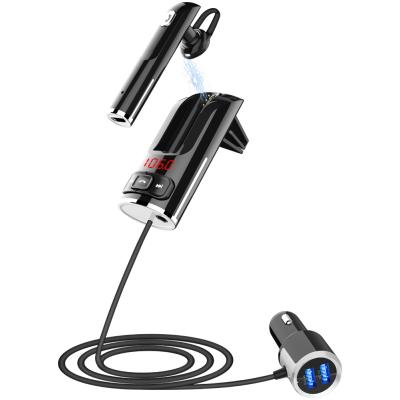 China BT 5.0 FM Handsfree Transmitter Car Wireless Earphone Car MP3 Kit Handsfree Audio Player with 3.5mm Jack Port QC3.0 Quick Charger for sale