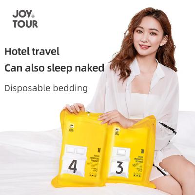 China Anti Dust Mite 4pcs Disposable Bedding Set Thickened Sms Material Hotel & Guesthouse Business Trip Travelling Disposable Bed Sheet For Travel for sale