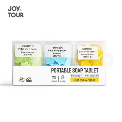 China SPA Home Gift Hotel Beach Travel JOY TOUR Portable Handwashing TabletsStudentsKids with Travel Mini Petal Soap Tablets3pcs Disposable Soap Tablets for sale