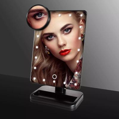 China Good Price Square Lighted Lighted Makeup Desk Vanity Mirror Light Cosmetic Mirror With Touch Switch for sale