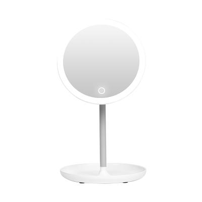 China 4 *AA Battery LED Lighted White Vanity Desk With Mirror Round Make Up Dressing Table Mirror for sale