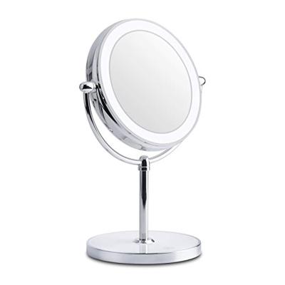 China Large Selling Lighted Makeup Mirror Led Mirror Adjustable Round Desktop Dressing Table Mirror For Girl for sale