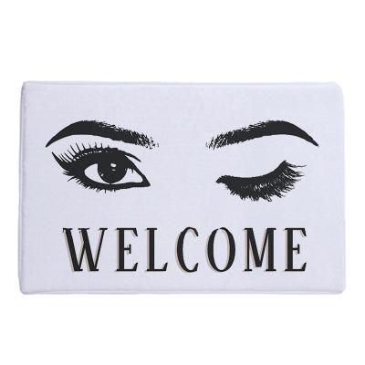 China Warm Print Anti-Slip Coral Fleece Custom Mat Eyelash Letter for sale