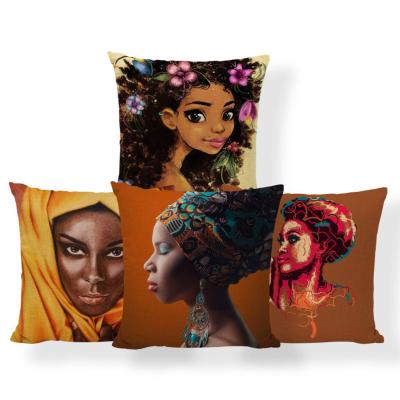 China Africa Simple High Quality Canvas Women Cotton Plaid Home Decorative Printed Cushion Cover Custom Made for sale