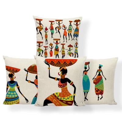 China Simple Hot Sale Sexy Africa Woman Printing Design Sofa Pillow Case Standard Home Decor for sale