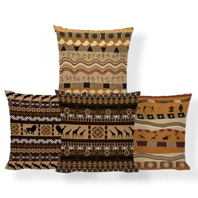 China Plain Sublimation Printed Africa Safari Totem Throw Pillow Velvet Custom Cushion Cover for sale