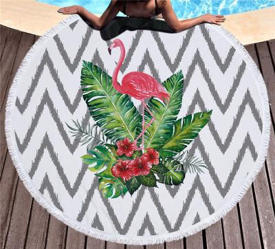 China Flamingo QUICK DRY Round Tapestry Microfiber Beach Towel Custom Wholesale for sale