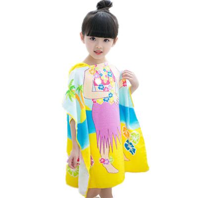 China Water Absorption OEM Kids Microfiber Poncho Hawaii Towel Baby Hooded High Quality Beach Towel for sale