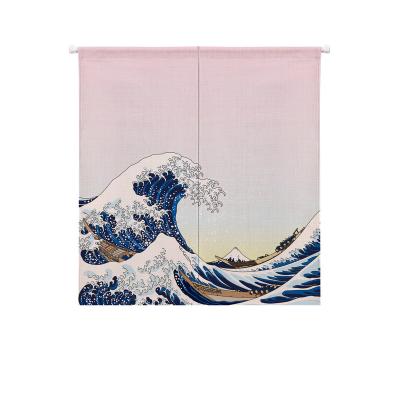 China Japanese Restaurant Kitchen Bedroom Geometric Print Wave Insulated Custom Door Curtain for sale