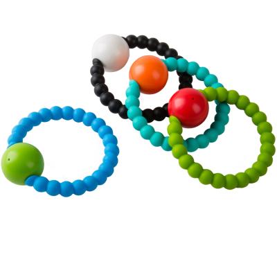 China Eco-friendly Silicone Wristbands Bracelets Education Rubber Wristband With Rattle Ball For Baby for sale