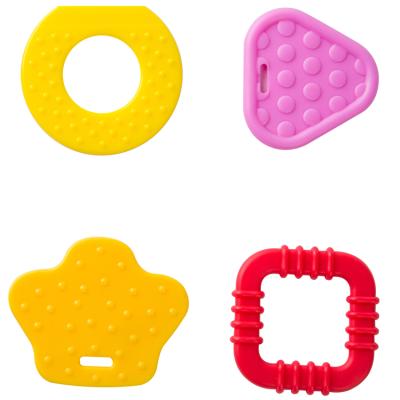 China Cute Wholesale Safe Baby Products Round Shape Teething Plastic Teether Baby Teethers for sale