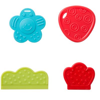 China Fashion cute and hot selling popular plastic teether smile safety baby teether toy plastic chew for sale