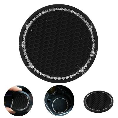 China Automobile Water Cup Pad Viable Creative Diamond Round Heat Insulation Non-slip Soft Rubber Pad For General Use for sale