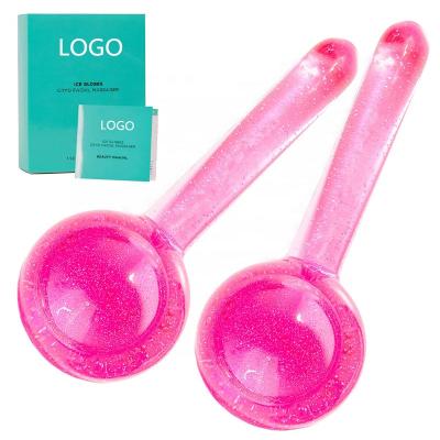 China Dark Circles Top Sell Pink Or Blue Ice Gitter Facial Globes For Face Massage for sale