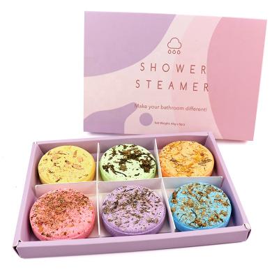 China New Product Private Label Custom Relax Packaging Relax Natural Vegan Organic Scented Aromatherapy Round Shower Steamers for sale