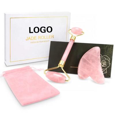 China Portable Pink Rose Natural Jade Stone Facial Jade Massage Roller Anti Aging Best Face Massager Body Massager for sale