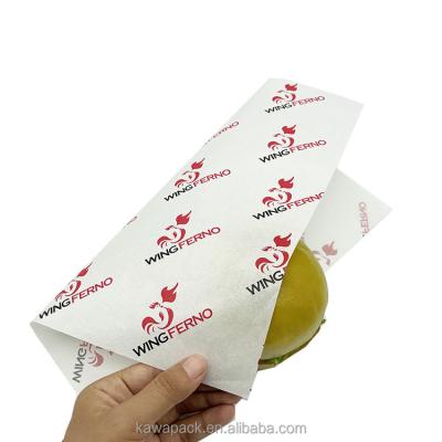 China Greaseproof wax paper with logo fast food wrapping paper sandwich wrap paper for sale