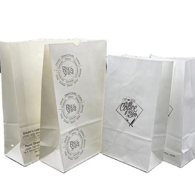 China Recycled Materials Degradable Custom Takeaway Food Packaging Flat Square Bottom Oil Proof Brown Cutlery Kraft Paper Bag for sale