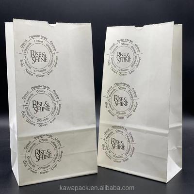 China Recycled Materials Takeout Flat Square Bottom Oil Proof Brown Cutlery Kraft Paper Bag for sale