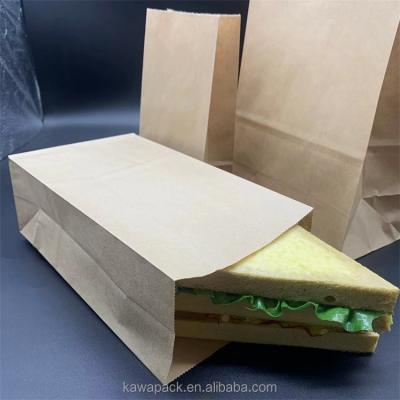 China Recycled Materials Wholesale Kraft Food Paper Bag Grocery Sandwich Takeaway Fast Food for sale