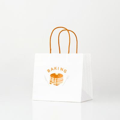 China Recycled Materials Bakery Food Takeaway Fast Food Kraft Paper Bag Flat Handle for sale