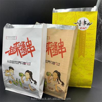 China Bio-degradable Lined Paper Disposable Grocery Retail Kebab Aluminum Foil Pack Paper Bag Sandwich Food Warming Wrap Bag for sale