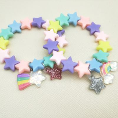 China Handmade Cute Babies Plastic Beads Bracelets Star Beads Bracelets Stars / Rainbows Charms Party Jewelry For Kids Child Gifts for sale