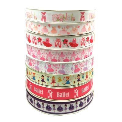 China 7/8inch viable printed grosgrain ribbon 100Yard/cartoon ballet girl design for sale