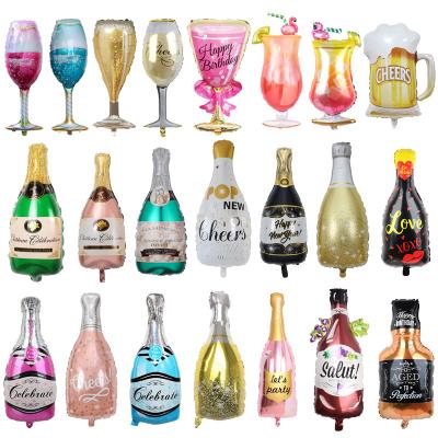 China Foil Wine Bottle Foil Balloons Wine Bottle Foil Balloons Whiskey Beer Cup Helium Mylar Balloon Wedding Bachelor Party Bridal Bar Party Decoration for sale