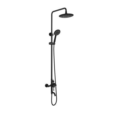 China Modern Cheap Matte Black Simple 304 Stainless Steel Handle Bathroom Shower Set for sale