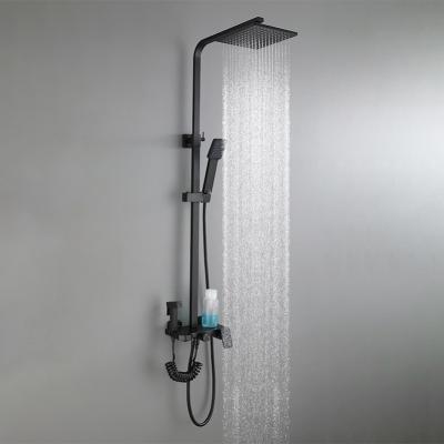 China Modern Black Multi Functional Stainless Steel Bathroom Shower Sprayer Black Bathroom Shower Curtain Top Set for sale