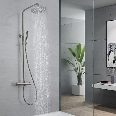 China Modern 2 Way Thermostatic Mixer Shower Set With Hand Held Chrome Round Valve Head for sale