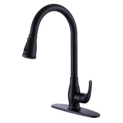 China Modern Kitchen And Bathroom Stainless Steel Faucets Black Pull Out Single Hole Sink Mixer Tap for sale