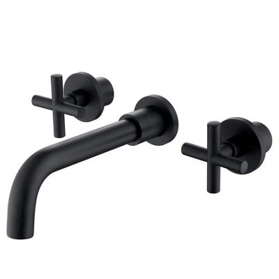 China Modern Wall Mounted Faucets Single Handle Matt Black Bathroom Mixer Tap Basin Faucets for sale