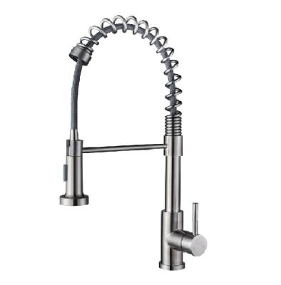 China 304 Stainless Steel Modern Single Hole Deck Mount Spiral Spring Single Handle Single Stain Pull Out Anti Splash Kitchen Sink Faucets for sale