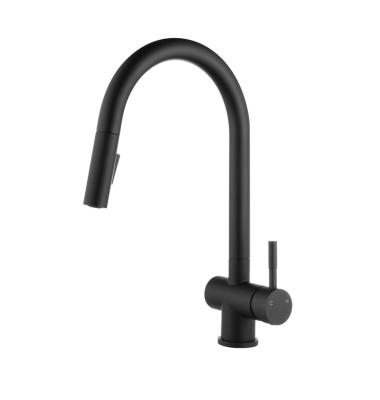 China Modern Modern Matte Black 304 Stainless Steel Deck Mounted Single Hole Single Handle Hot Cold Water Pull Out Kitchen Sink Faucets Mixer Tap for sale