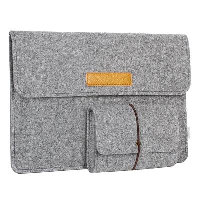 China Laptop Sleeve Customize Gray Felt Eco-friendly Fashion Laptop Sleeve Bag With Leather for sale